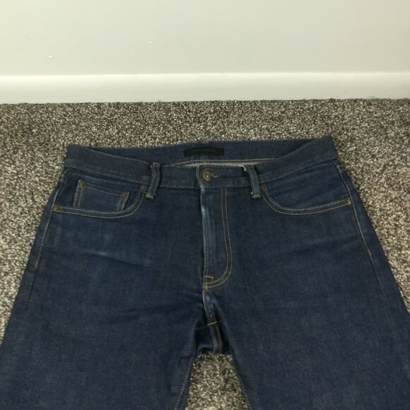 Uniqlo Jeans Selvedge 31x31 Slim Straight Fit Japanese Kaihara Denim Dark Blue - Picture 2 of 12